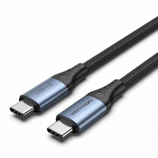 VENTION Cotton Braided USB 4.0 Type-C to Type-C 5A Cable 1M Gray Aluminum Alloy Type (TAVHF)