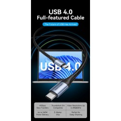 VENTION Cotton Braided USB 4.0 Type-C to Type-C 5A Cable 1M Gray Aluminum Alloy Type (TAVHF)