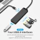 VENTION Type-C to 4-Port USB 3.0 Hub with Power Supply Black 0.15M ABS Type (TGKBB)