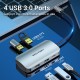 VENTION Type-C to USB 3.0x4/PD 100W Hub 0.15M Gray Aluminum Alloy Type (TNBHB)