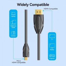 VENTION Micro HDMI to HDMI Cable 1.5M Black (VAA-D03-B150)