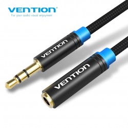 VENTION Cotton Braided 3.5mm Audio Extension Cable 1.5M Black Metal Type (VAB-B06-B150-M)