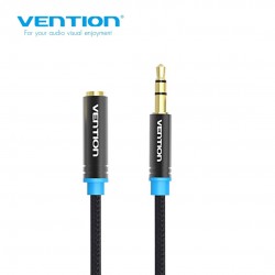 VENTION Cotton Braided 3.5mm Audio Extension Cable 1.5M Black Metal Type (VAB-B06-B150-M)