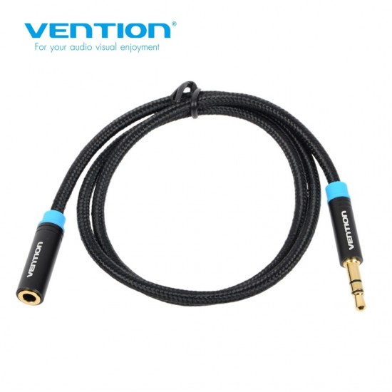 VENTION Cotton Braided 3.5mm Audio Extension Cable 3M Black Metal Type (VAB-B06-B300-M)