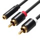 VENTION 3.5mm Female to 2RCA Male Audio Cable 2M Black Metal Type (VAB-R01-B200)