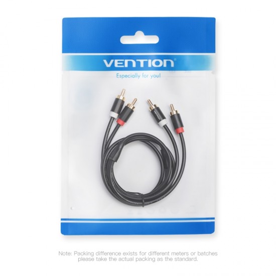 VENTION 2RCA Male to Male Audio Cable 2M Black Metal Type (VAB-R06-B200)