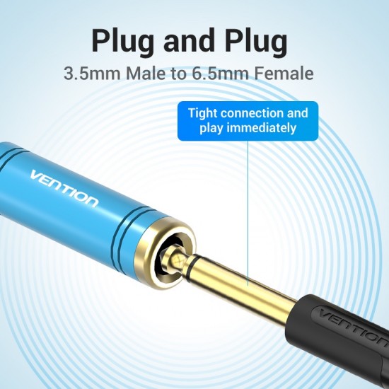 VENTION 3.5mm Male to 6.5mm Female Audio Adapter Blue Metal Type (VAB-S04-L)