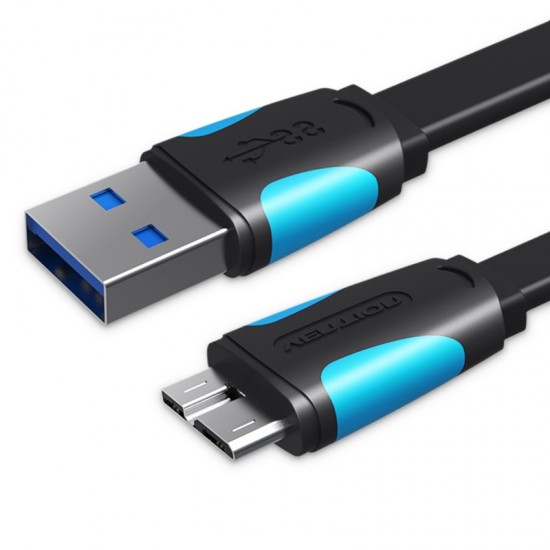 VENTION Flat USB 3.0 A Male to Micro B Male Cable 0.5M Black (VAS-A12-B050)