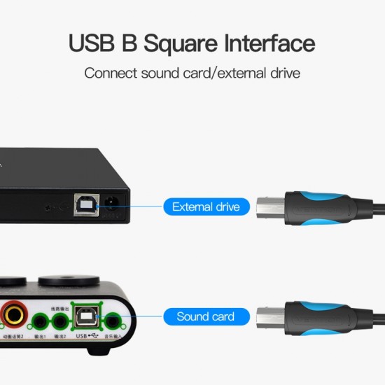 VENTION USB 2.0 A Male to B Male Print Cable with 2*Ferrite Core 8M Black (VAS-A16-B800)