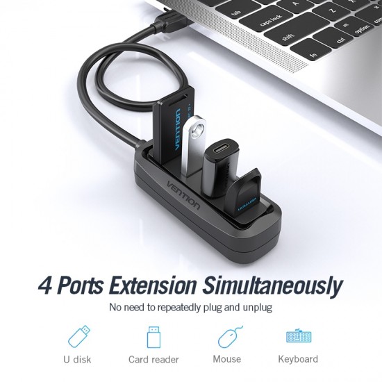 VENTION 4-Ports USB 2.0 Hub 0.5M Black (VAS-J43-B050)