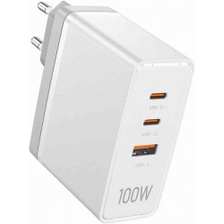 VENTION 3-Port USB (C+C+A) GaN Charger (100W/100W/30W) EU White (FEGW0-EU)