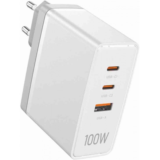 VENTION 3-Port USB (C+C+A) GaN Charger (100W/100W/30W) EU White (FEGW0-EU)