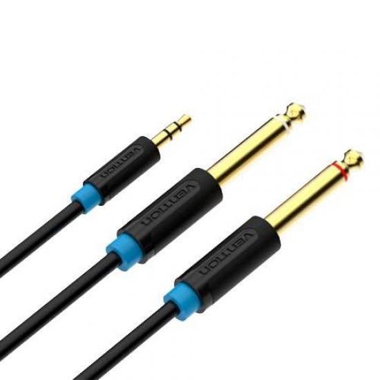 VENTION 3.5mm Male to 2*6.5mm Male Audio Cable 1M Black (BACBF)