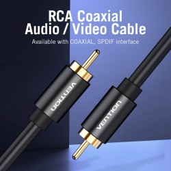 VENTION RCA Coaxial Audio/Video Cable 1.5M Black Aluminum Alloy Type (VAB-R09-B150)