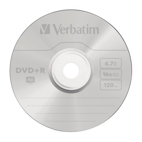 Verbatim 25pcs DVD+R 4,7GB 16x Speed, Matt Silver (43500)