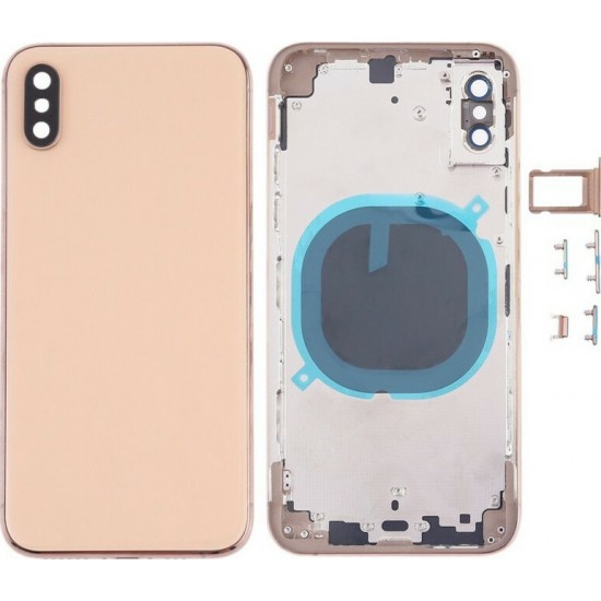 Καπάκι Μπαταρίας iPhone XS Με Πλαϊνά Πλήκτρα Και SIM Tray Χρυσό